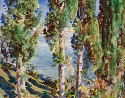 John Singer Sargent - Corfu: Cypresses, 1909