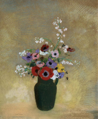 Odilon Redon - Large Green Vase with Mixed Flowers, 1910-12