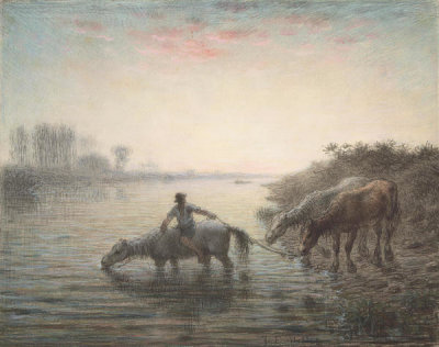 Jean-François Millet - Watering Horses, Sunset, 1866